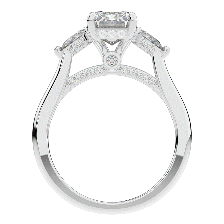 2.40CT.TW EMERALD CUT LAB DIAMOND 3 STONE ENGAGEMENT RING - Nazarelle