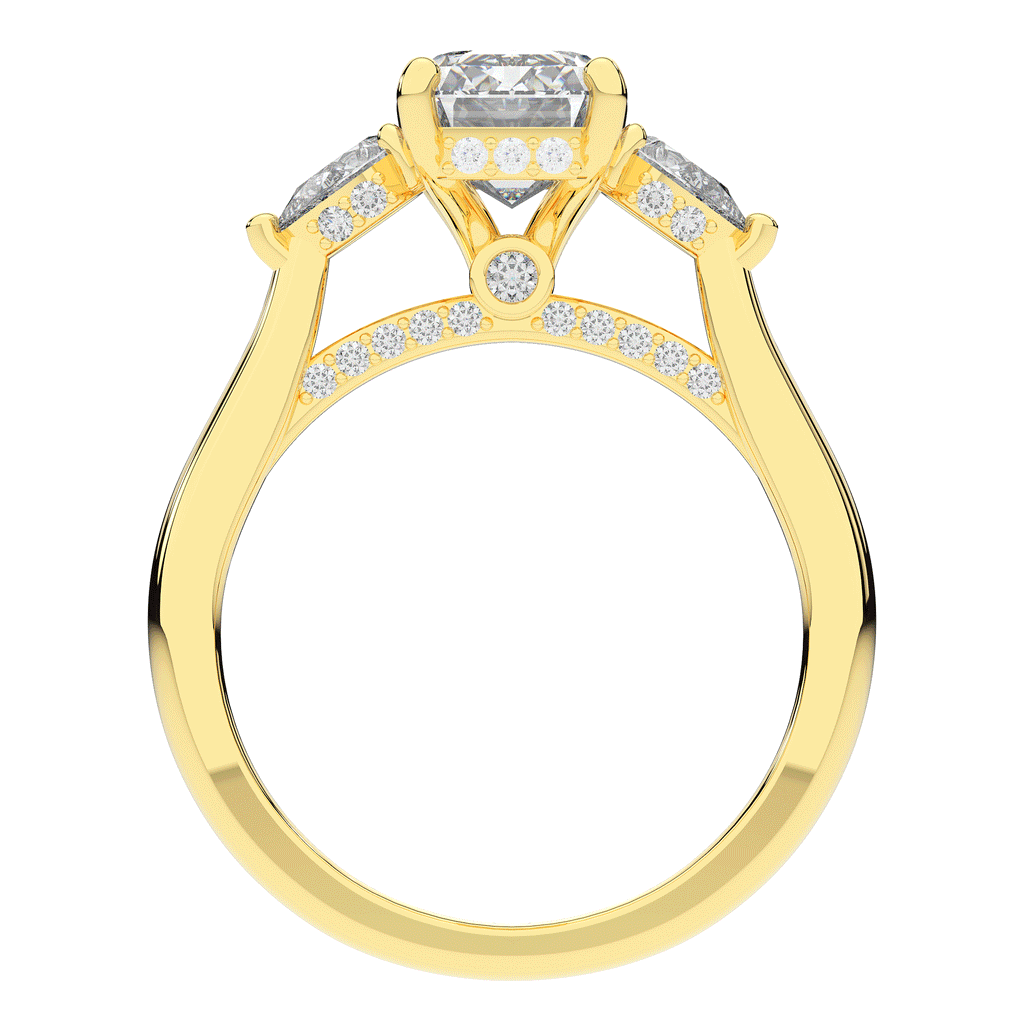 2.40CT.TW EMERALD CUT LAB DIAMOND 3 STONE ENGAGEMENT RING - Nazarelle