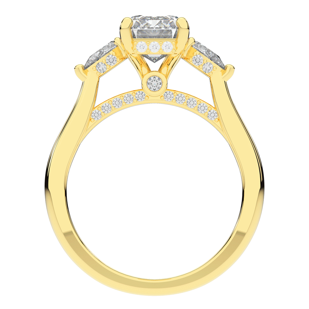 2.40CT.TW EMERALD CUT LAB DIAMOND 3 STONE ENGAGEMENT RING - Nazarelle