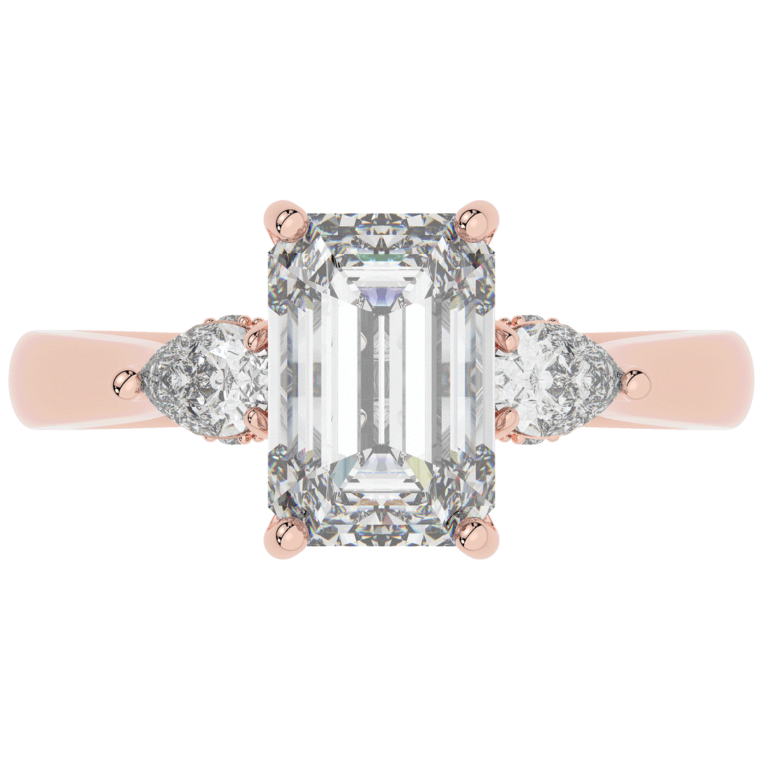 2.40CT.TW EMERALD CUT LAB DIAMOND 3 STONE ENGAGEMENT RING - Nazarelle
