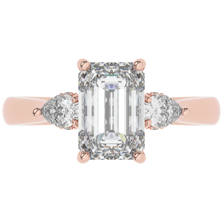2.40CT.TW EMERALD CUT LAB DIAMOND 3 STONE ENGAGEMENT RING - Nazarelle