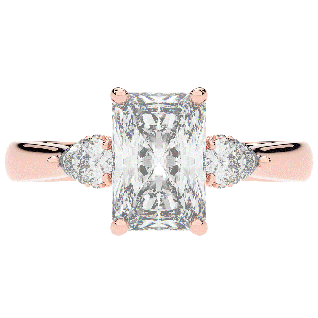 2.40CT.TW RADIANT LAB DIAMOND 3 STONE ENGAGEMENT RING - Nazarelle