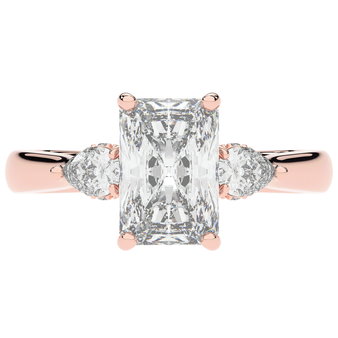 2.40CT.TW RADIANT LAB DIAMOND 3 STONE ENGAGEMENT RING - Nazarelle