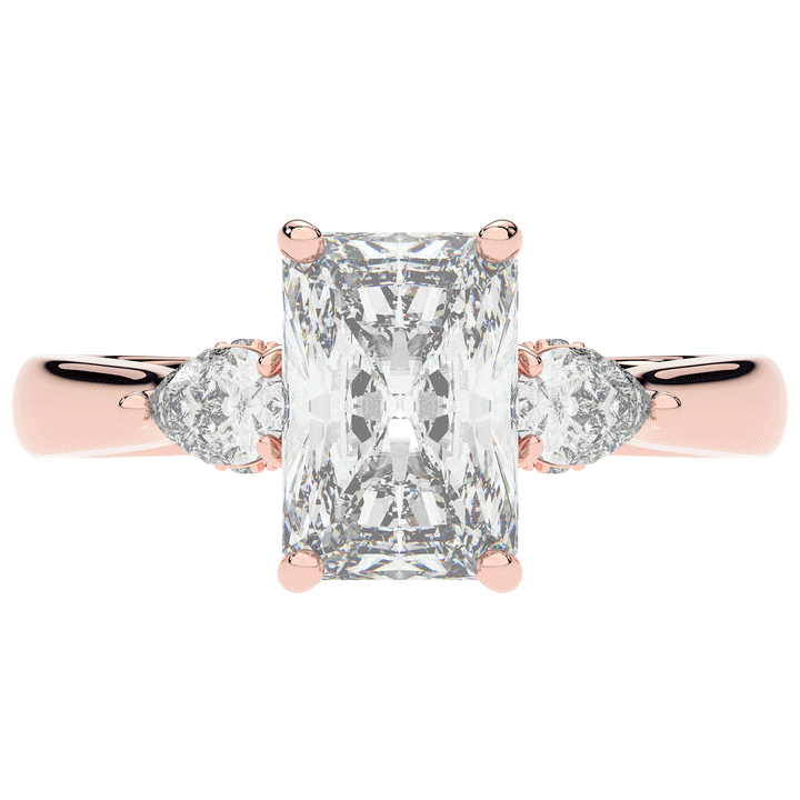 2.40CT.TW RADIANT LAB DIAMOND 3 STONE ENGAGEMENT RING - Nazarelle