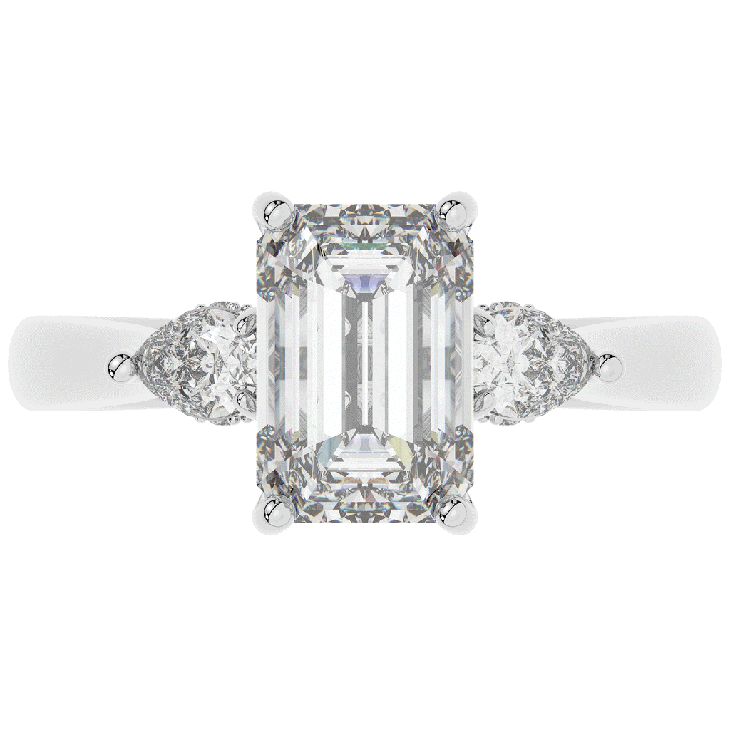 2.40CT.TW EMERALD CUT LAB DIAMOND 3 STONE ENGAGEMENT RING - Nazarelle