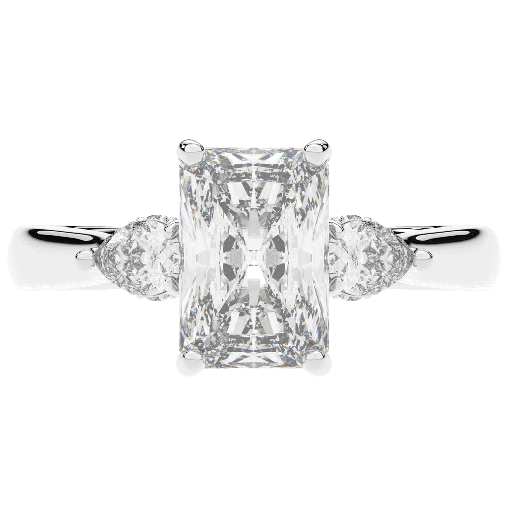 2.40CT.TW RADIANT LAB DIAMOND 3 STONE ENGAGEMENT RING - Nazarelle