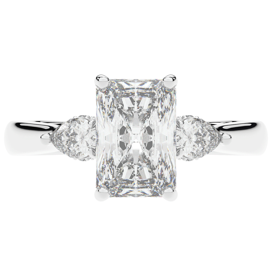 2.40CT.TW RADIANT LAB DIAMOND 3 STONE ENGAGEMENT RING - Nazarelle