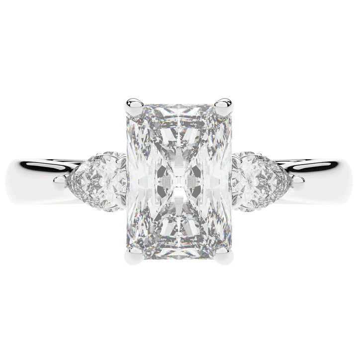 2.40CT.TW RADIANT LAB DIAMOND 3 STONE ENGAGEMENT RING - Nazarelle
