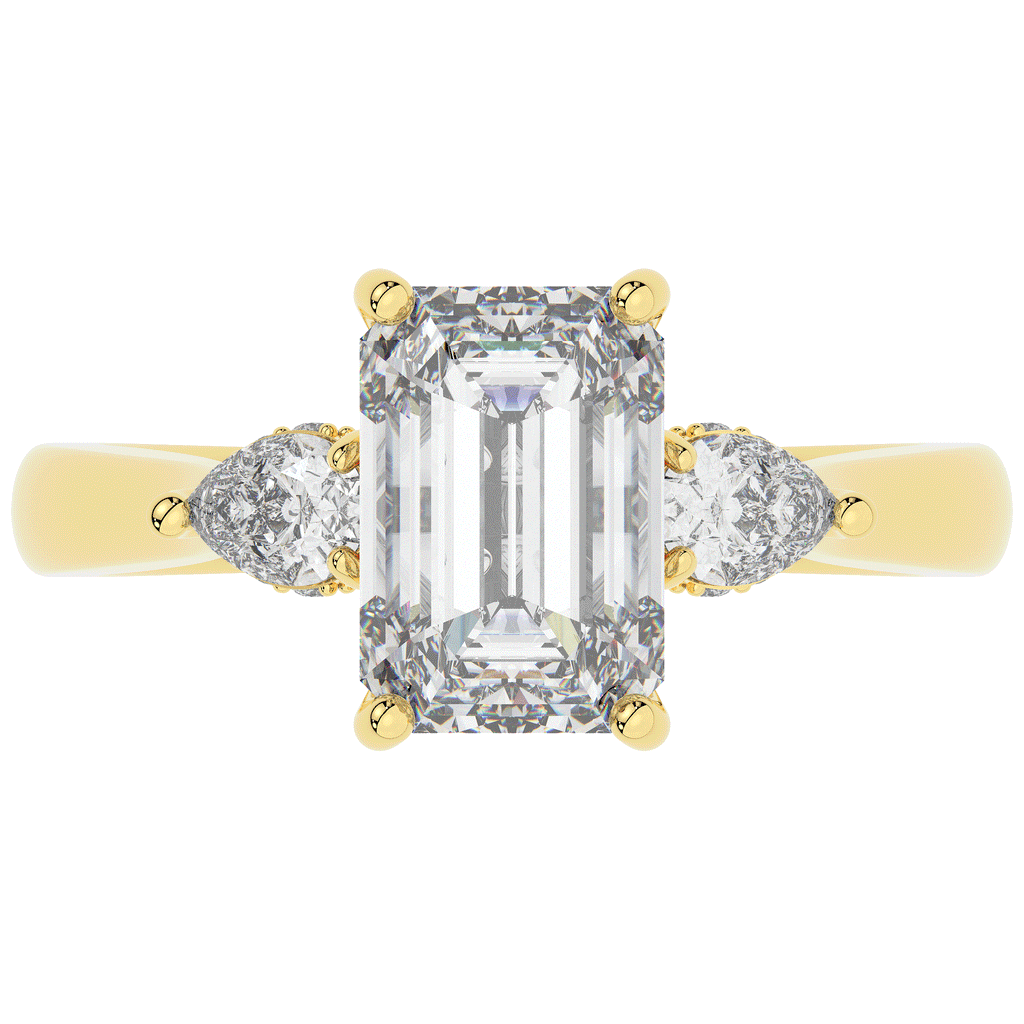 2.40CT.TW EMERALD CUT LAB DIAMOND 3 STONE ENGAGEMENT RING - Nazarelle