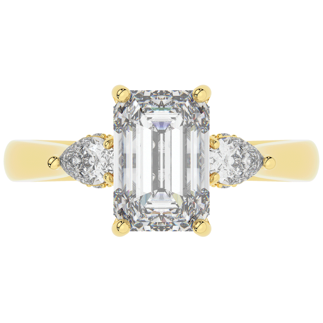 2.40CT.TW EMERALD CUT LAB DIAMOND 3 STONE ENGAGEMENT RING - Nazarelle