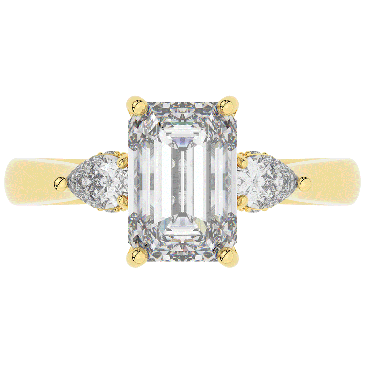 2.40CT.TW EMERALD CUT LAB DIAMOND 3 STONE ENGAGEMENT RING - Nazarelle