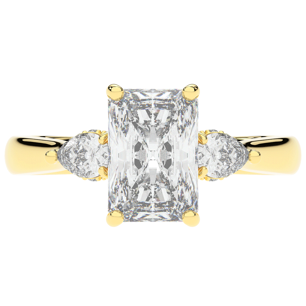 2.40CT.TW RADIANT LAB DIAMOND 3 STONE ENGAGEMENT RING - Nazarelle