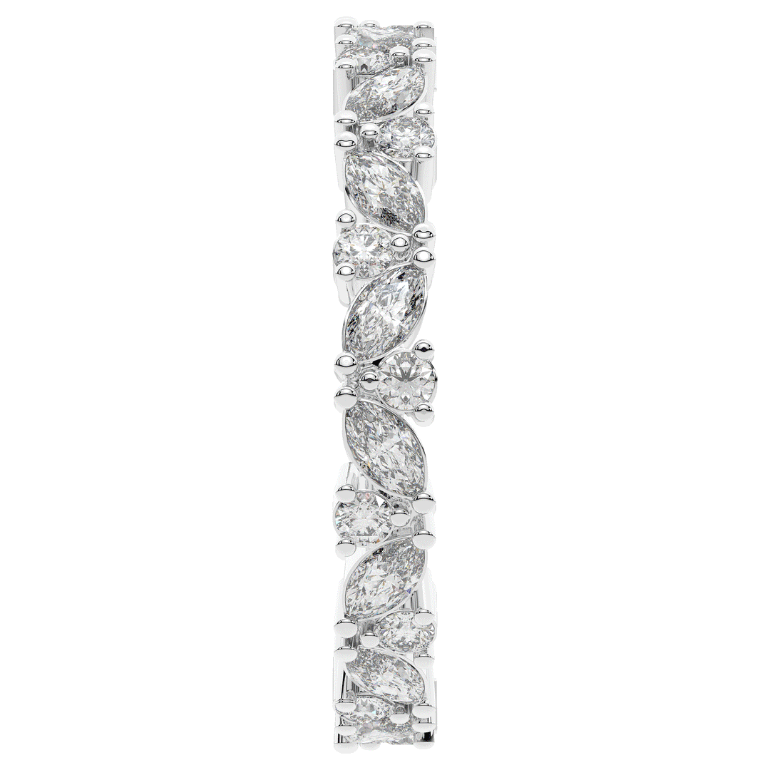 0.90CT.TW MARQUISE AND ROUND LAB DIAMOND ETERNITY WEDDING BAND - Nazarelle