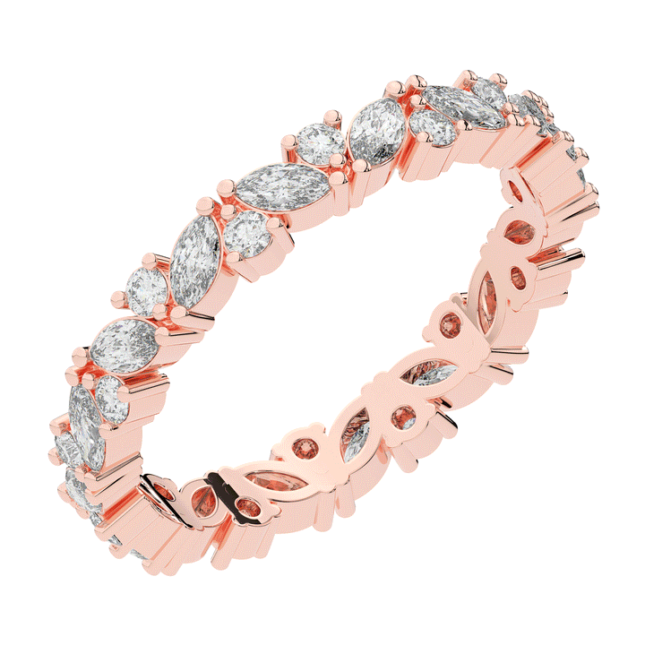 0.90CT.TW MARQUISE AND ROUND LAB DIAMOND ETERNITY WEDDING BAND - Nazarelle