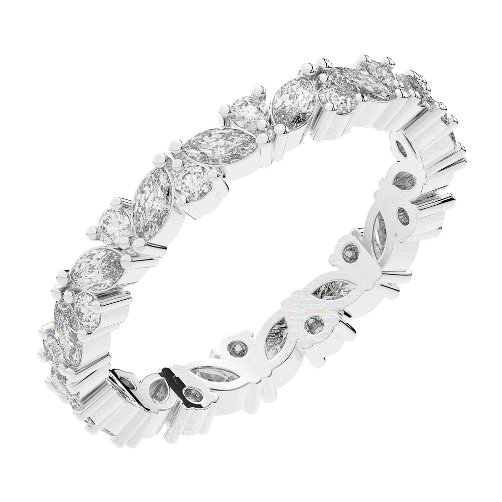 0.90CT.TW MARQUISE AND ROUND LAB DIAMOND ETERNITY WEDDING BAND - Nazarelle