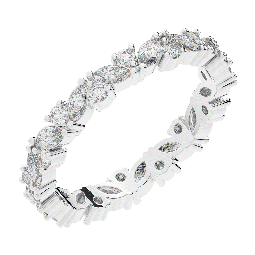 0.90CT.TW MARQUISE AND ROUND LAB DIAMOND ETERNITY WEDDING BAND - Nazarelle