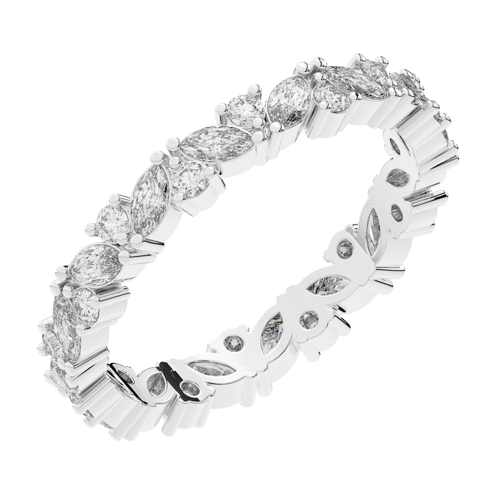0.90CT.TW MARQUISE AND ROUND LAB DIAMOND ETERNITY WEDDING BAND - Nazarelle