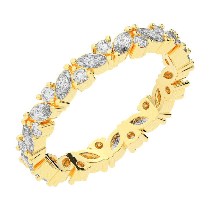 0.90CT.TW MARQUISE AND ROUND LAB DIAMOND ETERNITY WEDDING BAND - Nazarelle