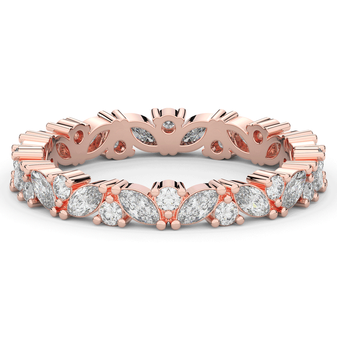 0.90CT.TW MARQUISE AND ROUND LAB DIAMOND ETERNITY WEDDING BAND - Nazarelle