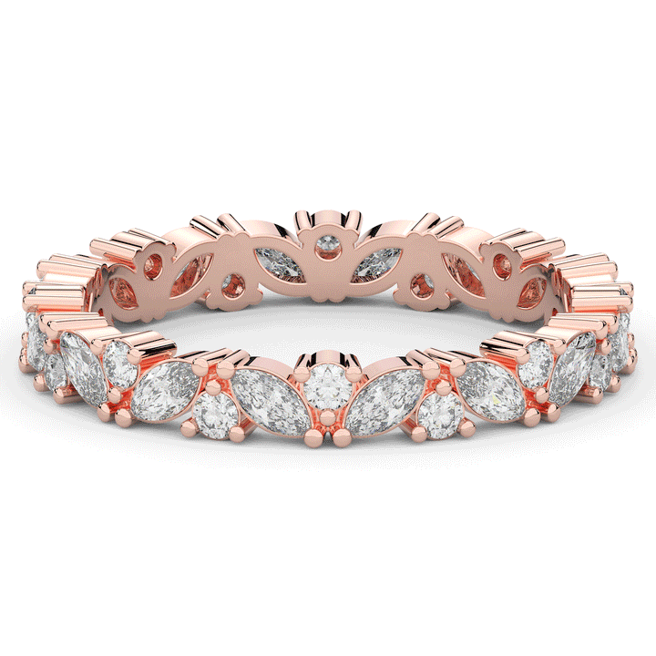 0.90CT.TW MARQUISE AND ROUND LAB DIAMOND ETERNITY WEDDING BAND - Nazarelle