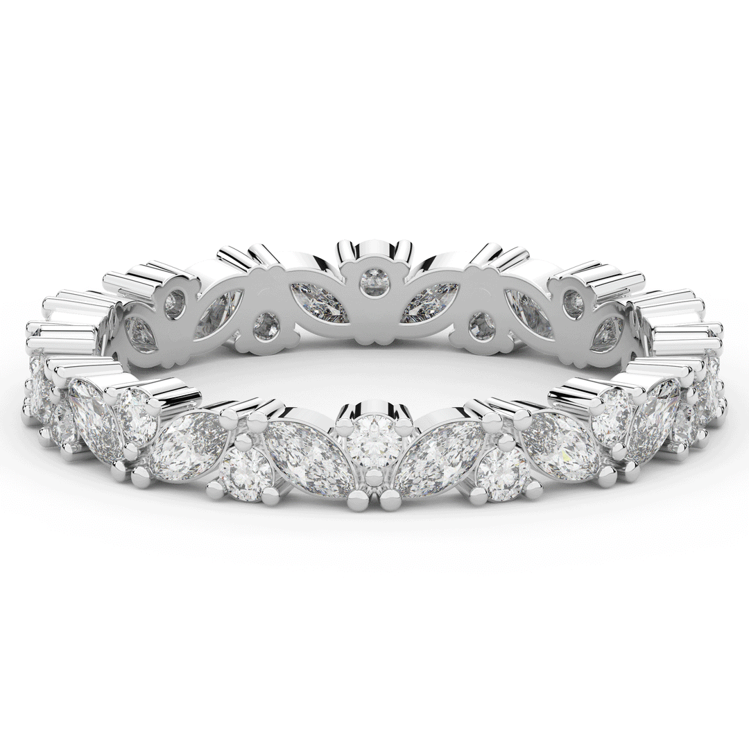 0.90CT.TW MARQUISE AND ROUND LAB DIAMOND ETERNITY WEDDING BAND - Nazarelle