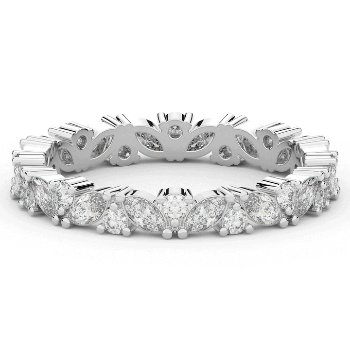 0.90CT.TW MARQUISE AND ROUND LAB DIAMOND ETERNITY WEDDING BAND - Nazarelle