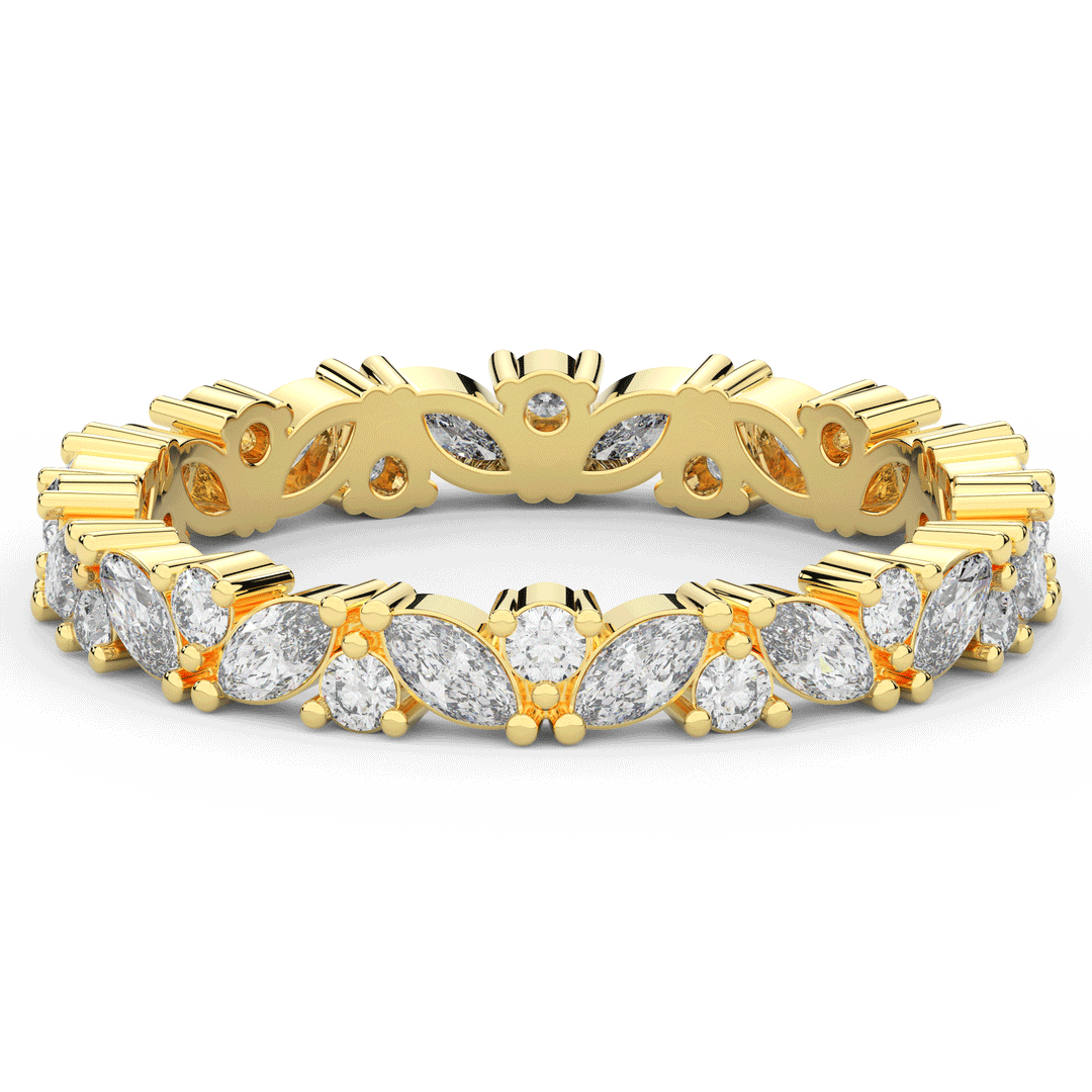 0.90CT.TW MARQUISE AND ROUND LAB DIAMOND ETERNITY WEDDING BAND - Nazarelle