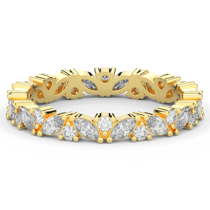 0.90CT.TW MARQUISE AND ROUND LAB DIAMOND ETERNITY WEDDING BAND - Nazarelle