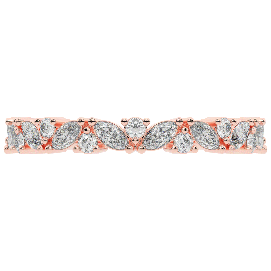 0.90CT.TW MARQUISE AND ROUND LAB DIAMOND ETERNITY WEDDING BAND - Nazarelle
