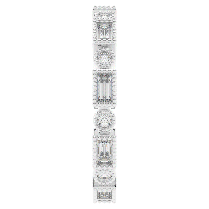 0.50CT.TW BAGUETTE AND ROUND LAB DIAMOND BEZEL SET ETERNITY WEDDING BAND - Nazarelle