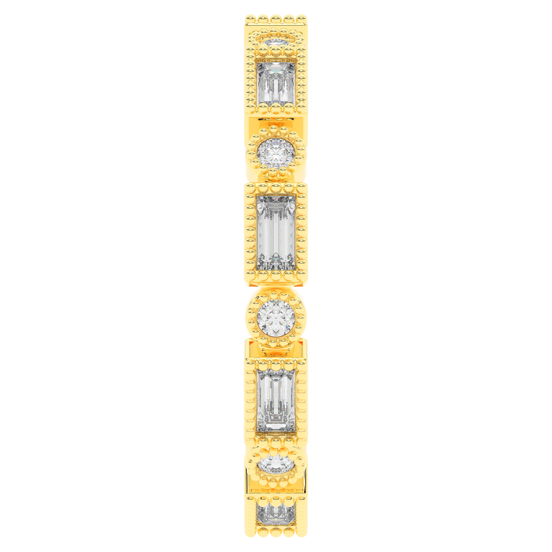 0.50CT.TW BAGUETTE AND ROUND LAB DIAMOND BEZEL SET ETERNITY WEDDING BAND - Nazarelle