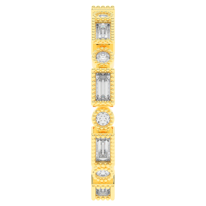 0.50CT.TW BAGUETTE AND ROUND LAB DIAMOND BEZEL SET ETERNITY WEDDING BAND - Nazarelle