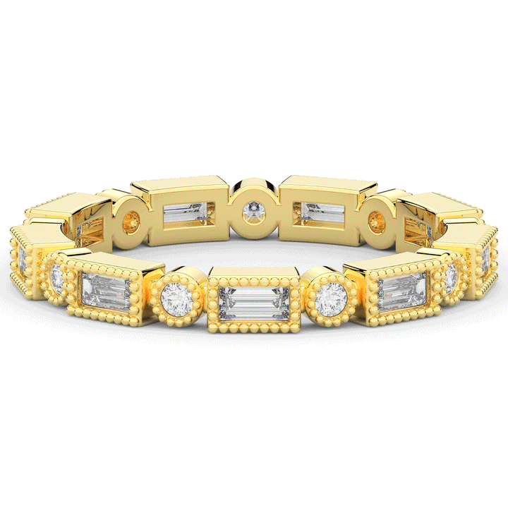 0.50CT.TW BAGUETTE AND ROUND LAB DIAMOND BEZEL SET ETERNITY WEDDING BAND - Nazarelle