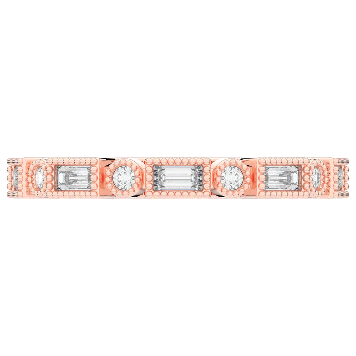 0.50CT.TW BAGUETTE AND ROUND LAB DIAMOND BEZEL SET ETERNITY WEDDING BAND - Nazarelle