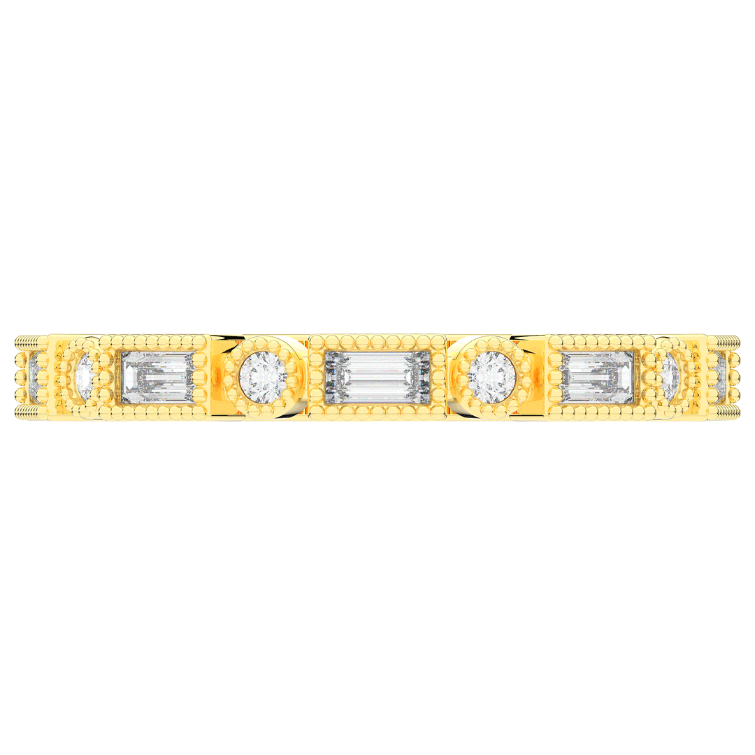 0.50CT.TW BAGUETTE AND ROUND LAB DIAMOND BEZEL SET ETERNITY WEDDING BAND - Nazarelle