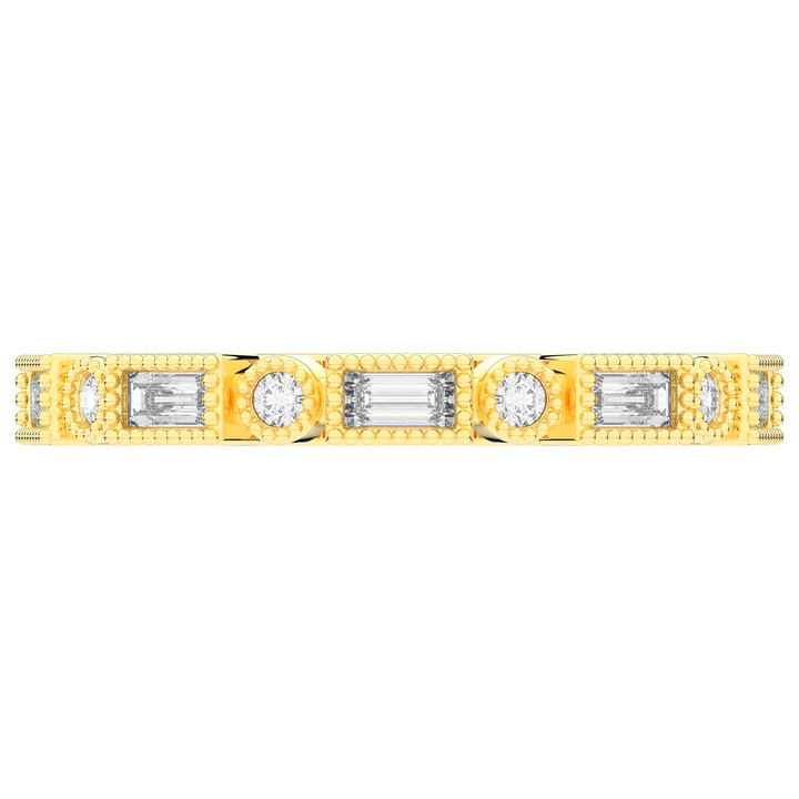 0.50CT.TW BAGUETTE AND ROUND LAB DIAMOND BEZEL SET ETERNITY WEDDING BAND - Nazarelle