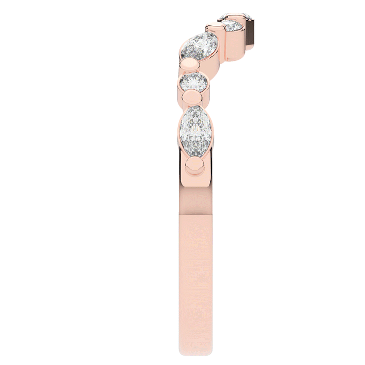 0.30CT.TW ROUND AND MARQUISE CONTOUR WEDDING BAND - Nazarelle