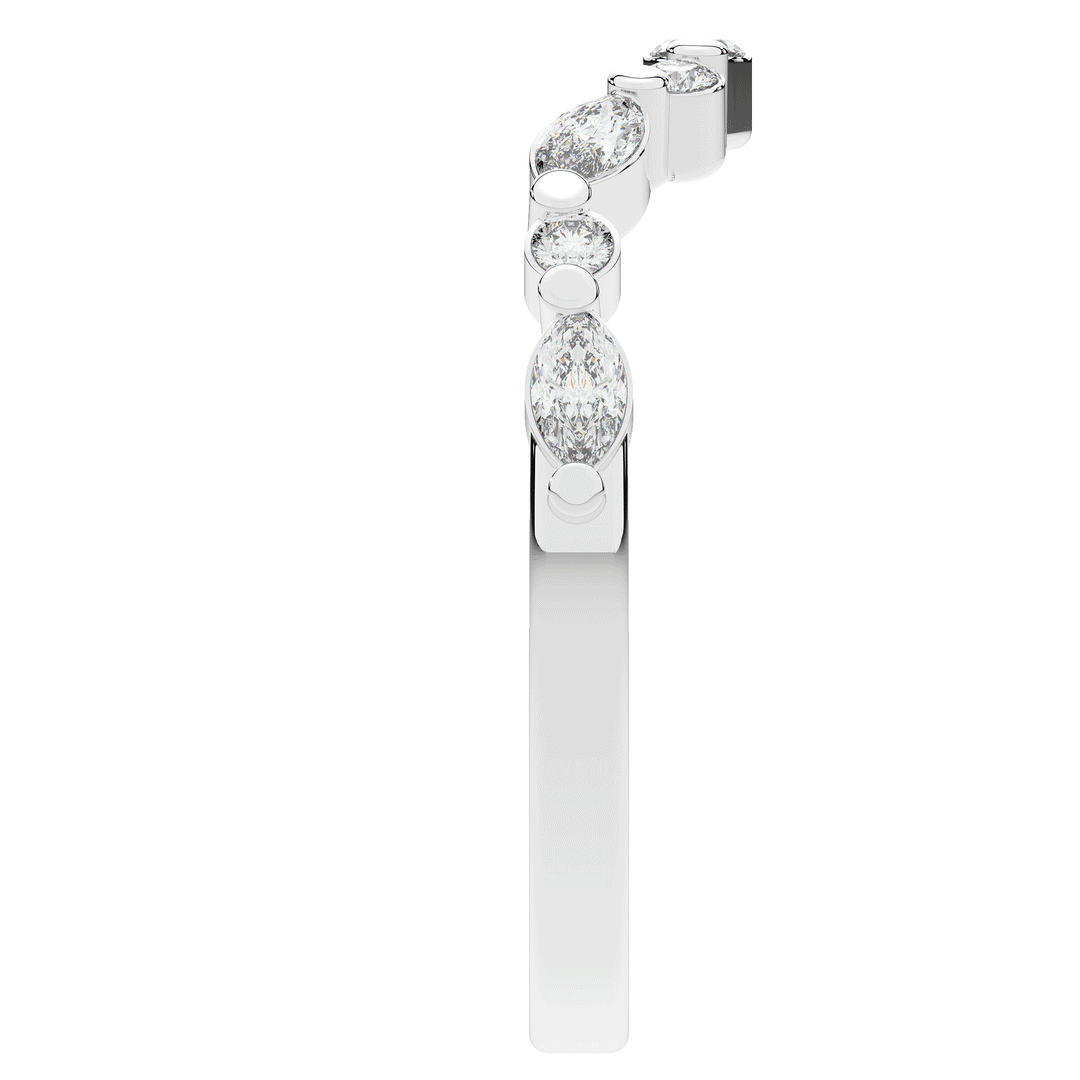 0.30CT.TW ROUND AND MARQUISE CONTOUR WEDDING BAND - Nazarelle