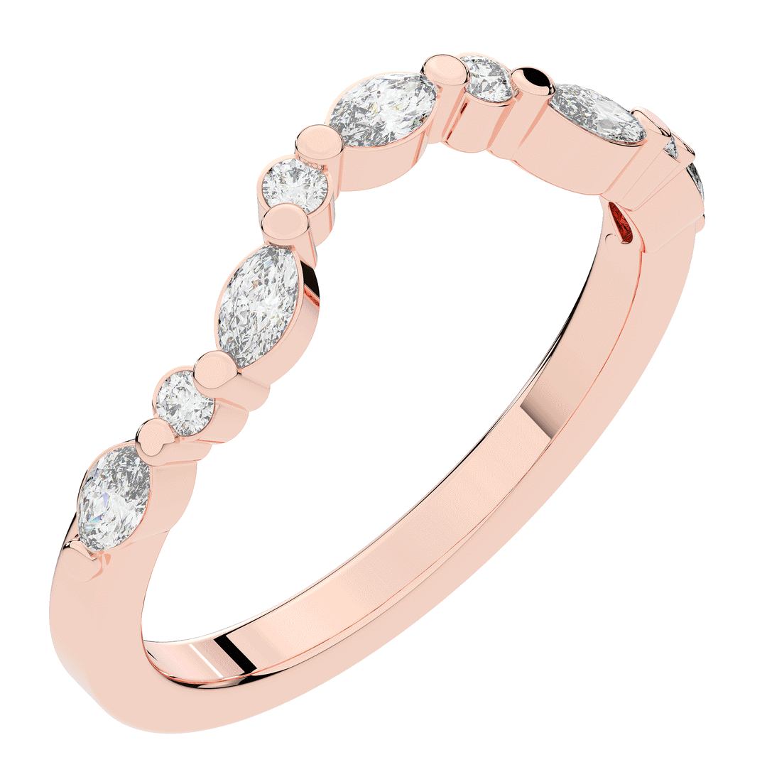 0.30CT.TW ROUND AND MARQUISE CONTOUR WEDDING BAND - Nazarelle