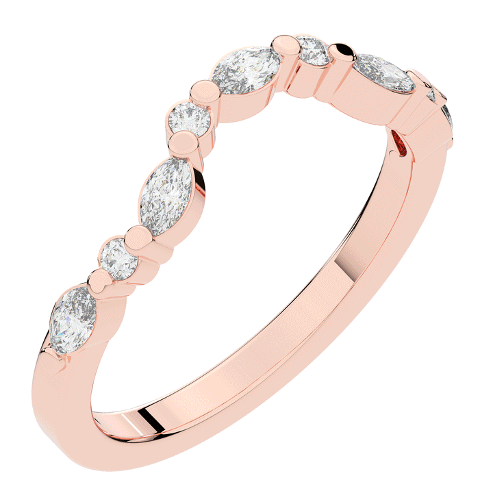 0.30CT.TW ROUND AND MARQUISE CONTOUR WEDDING BAND - Nazarelle