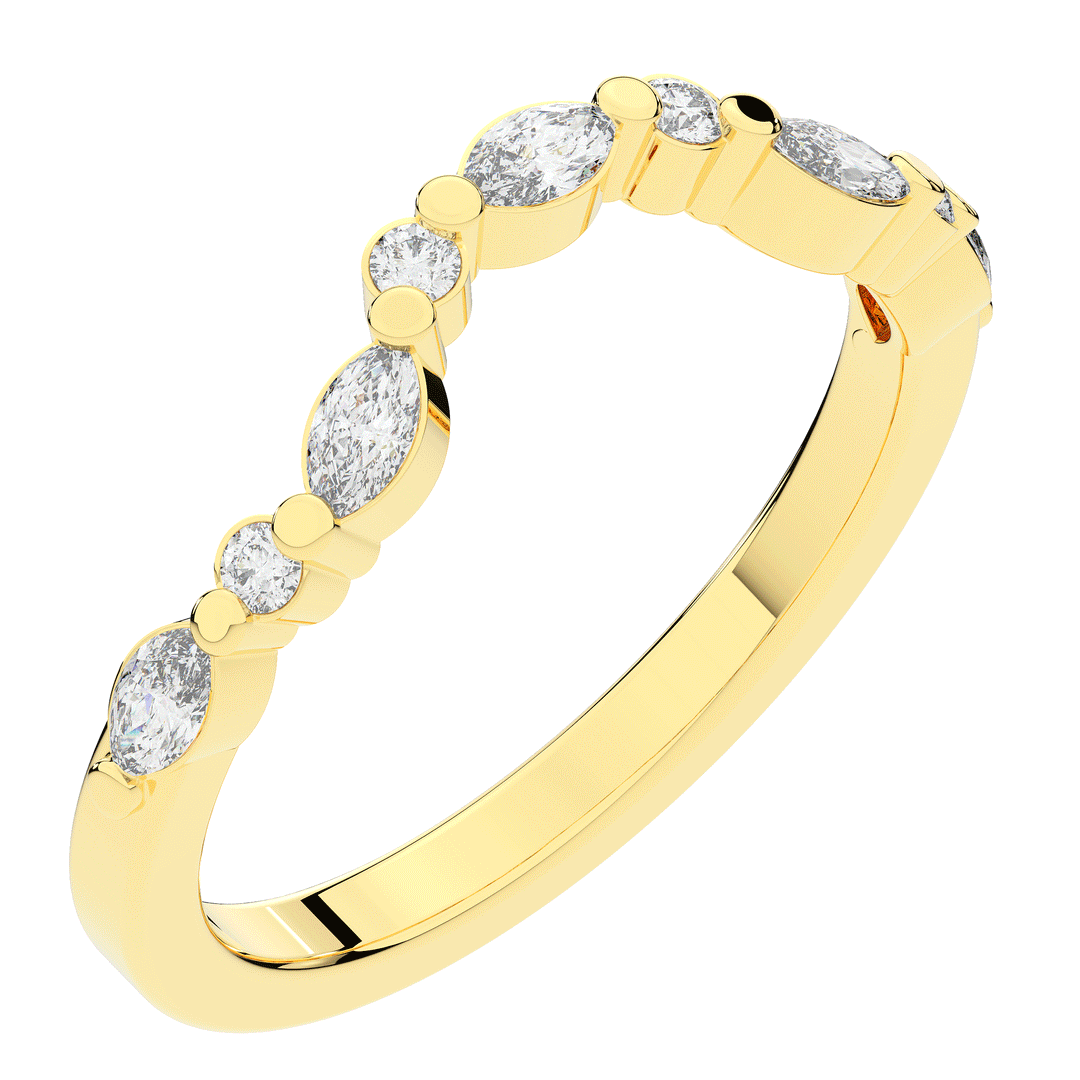 0.30CT.TW ROUND AND MARQUISE CONTOUR WEDDING BAND - Nazarelle