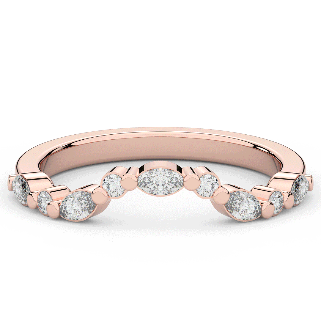 0.30CT.TW ROUND AND MARQUISE CONTOUR WEDDING BAND - Nazarelle