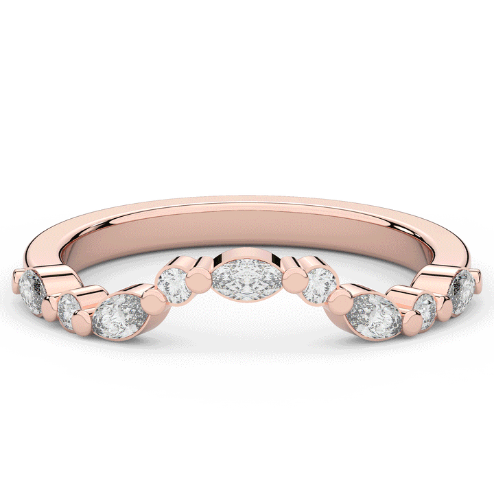 0.30CT.TW ROUND AND MARQUISE CONTOUR WEDDING BAND - Nazarelle