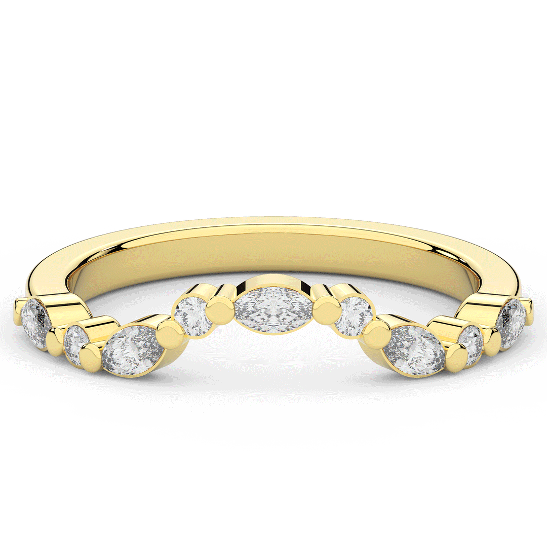 0.30CT.TW ROUND AND MARQUISE CONTOUR WEDDING BAND - Nazarelle