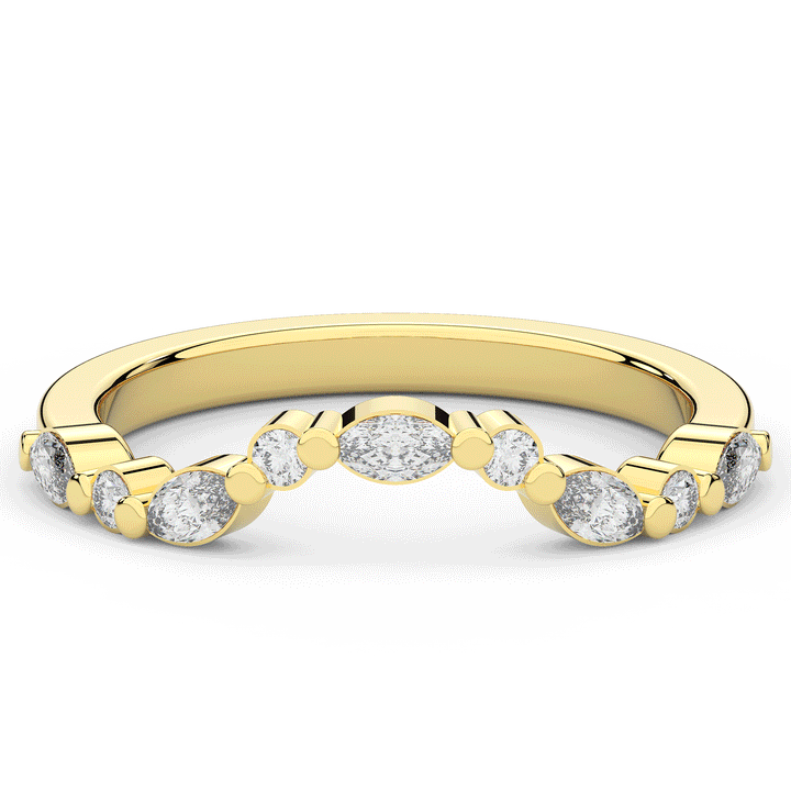 0.30CT.TW ROUND AND MARQUISE CONTOUR WEDDING BAND - Nazarelle