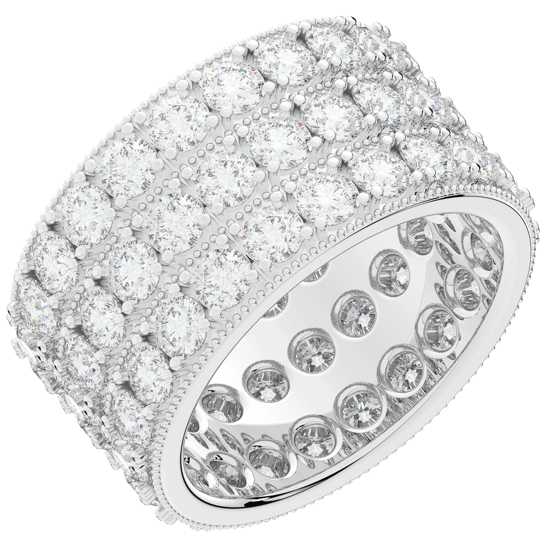 5.00CT.TW 3 ROW ROUND LAB DIAMOND ETERNITY WEDDING BAND - Nazarelle