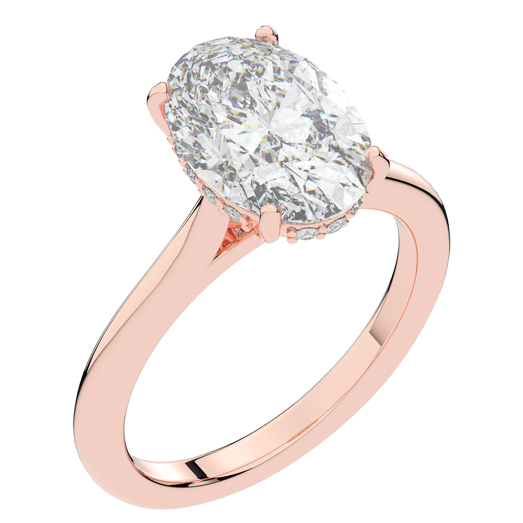2.05CT.TW OVAL LAB DIAMOND UNDERHALO ENGAGEMENT RING - Nazarelle
