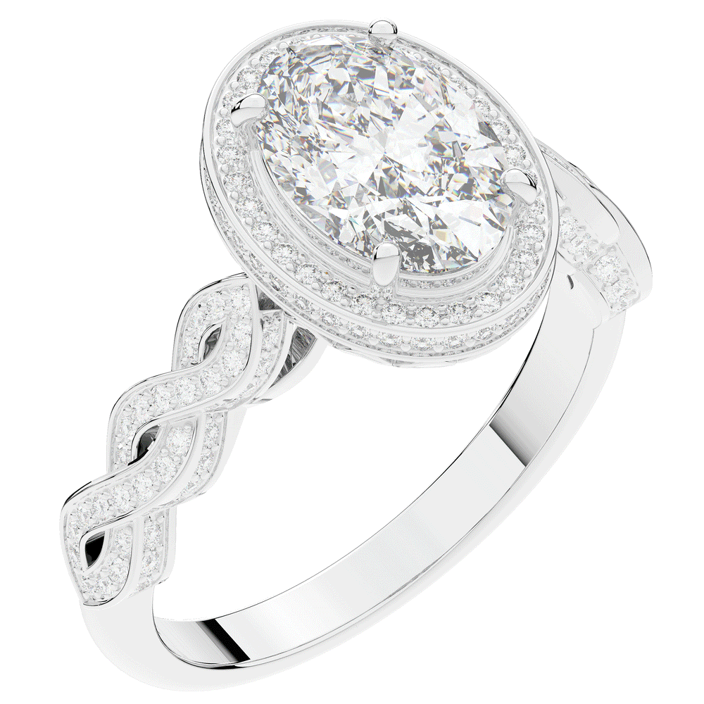 3.10CT.TW OVAL LAB DIAMOND HALO ENGAGEMENT RING - Nazarelle
