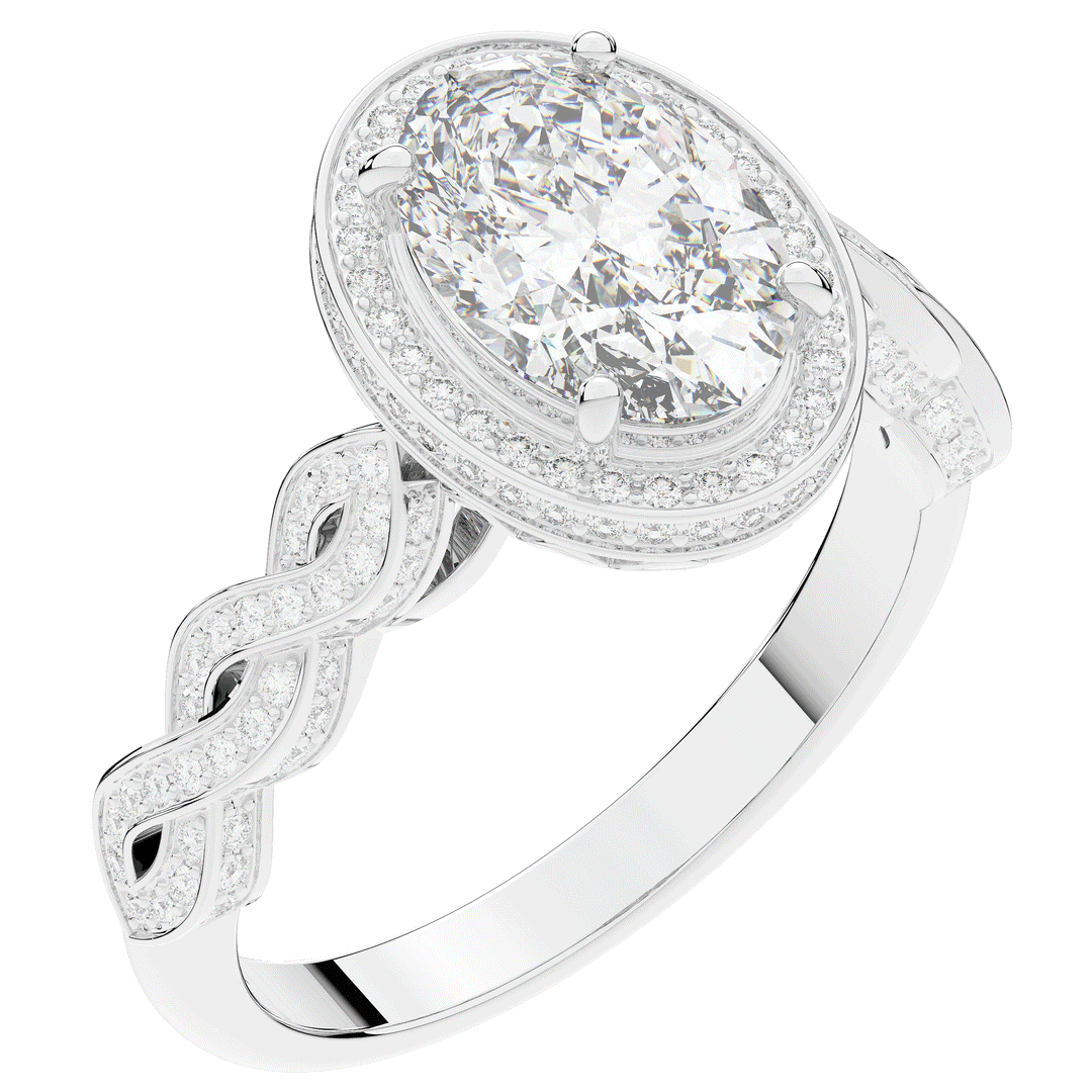 3.10CT.TW OVAL LAB DIAMOND HALO ENGAGEMENT RING - Nazarelle