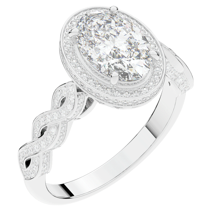 3.10CT.TW OVAL LAB DIAMOND HALO ENGAGEMENT RING - Nazarelle